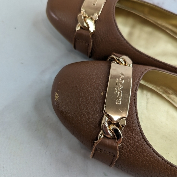 Coach Flats Womens US 6 EUR 37 Camel Tan Slip On Shoe Ballet Gold Bianca - Picture 7 of 11